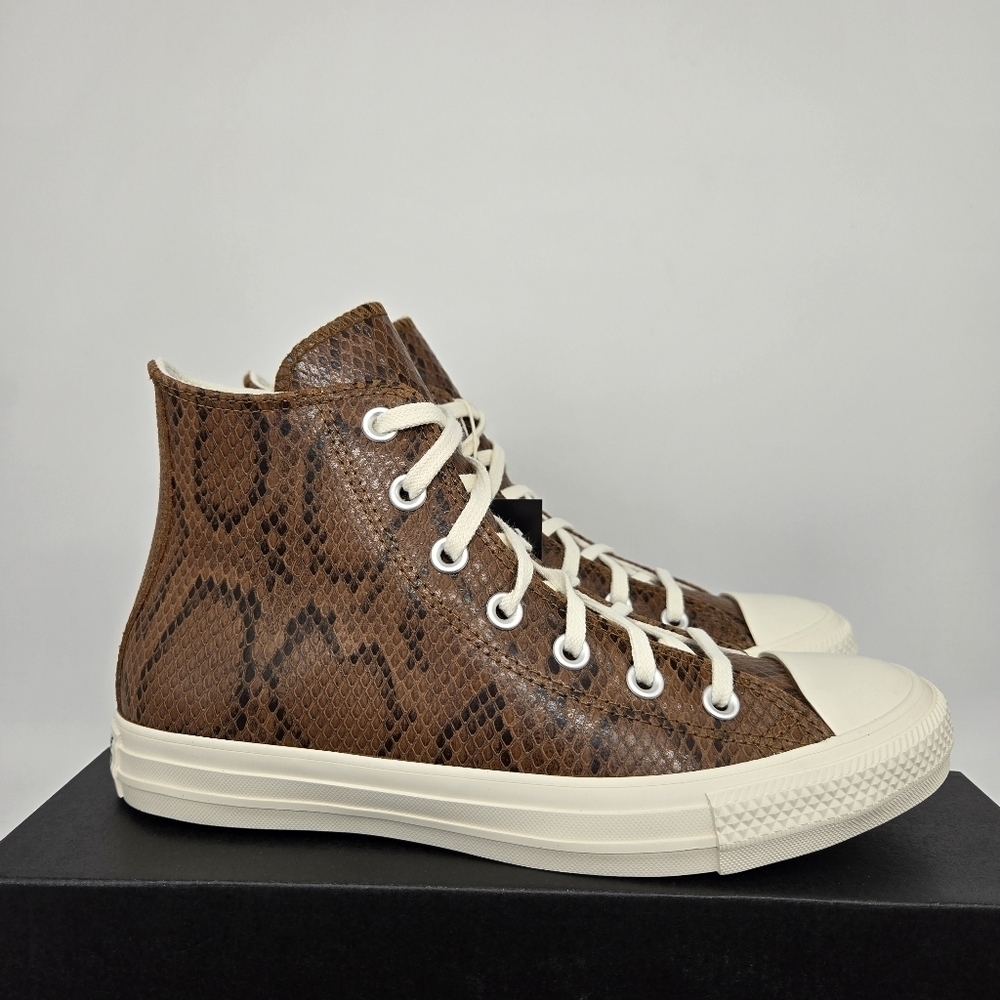 Converse Chuck Taylor All Star High Snakeskin Dark Whiskey Women's Shoes Size 6 - Picture 3 of 8